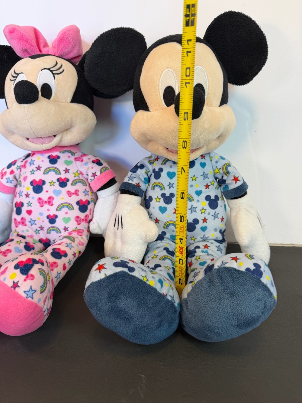 Disney Plush Pair Mickey & Minnie Pajamas Bedtime Sleep Just Play Rare Blue Pink - Picture 13 of 14